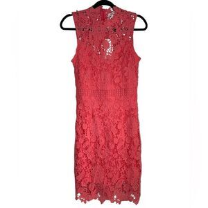 NWT MARC ANGELO SIZE 4 s crochet lace coral pink dress cocktail party sleeveless